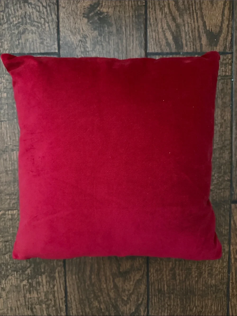 14x14 Red Bling Cursive Embroidered Believe Throw Decor Pillow